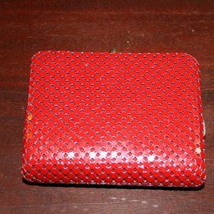 Vintage Whiting and Davis red metal mesh ladies wallet/coin purse